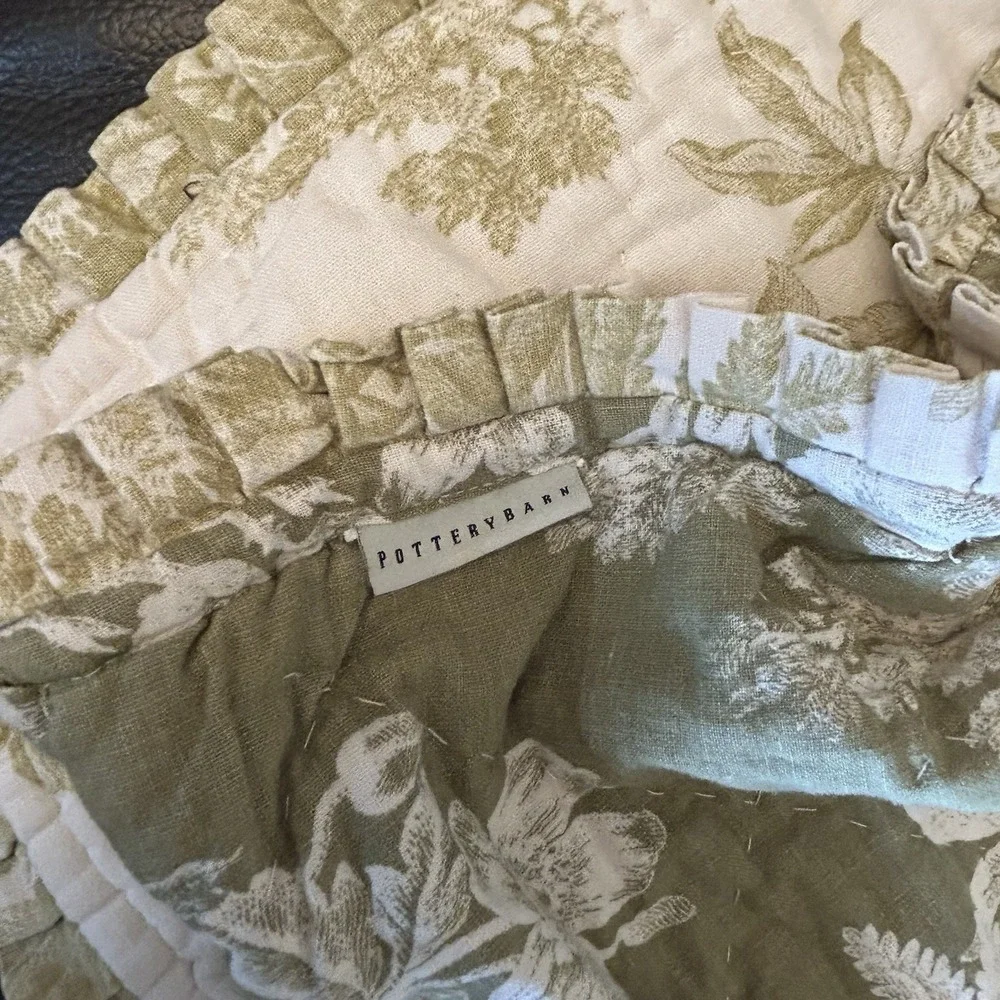 Pottery Barn Green Comforter Only  Toile Floral French Country Cottage Queen